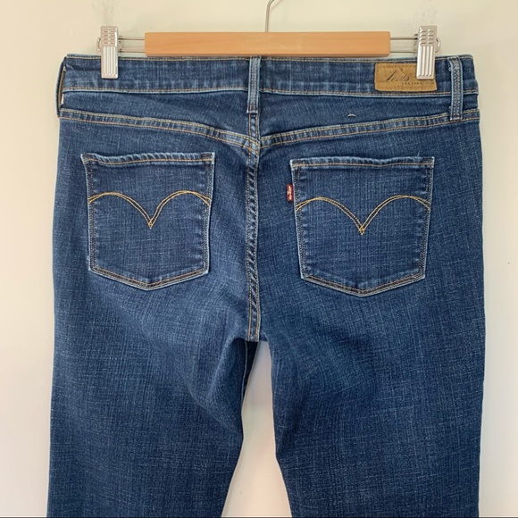 Levi’s Women Size 8 (29) Jeans Mid Rise Straight Slight Curve Stretch Blue - Picture 6 of 12